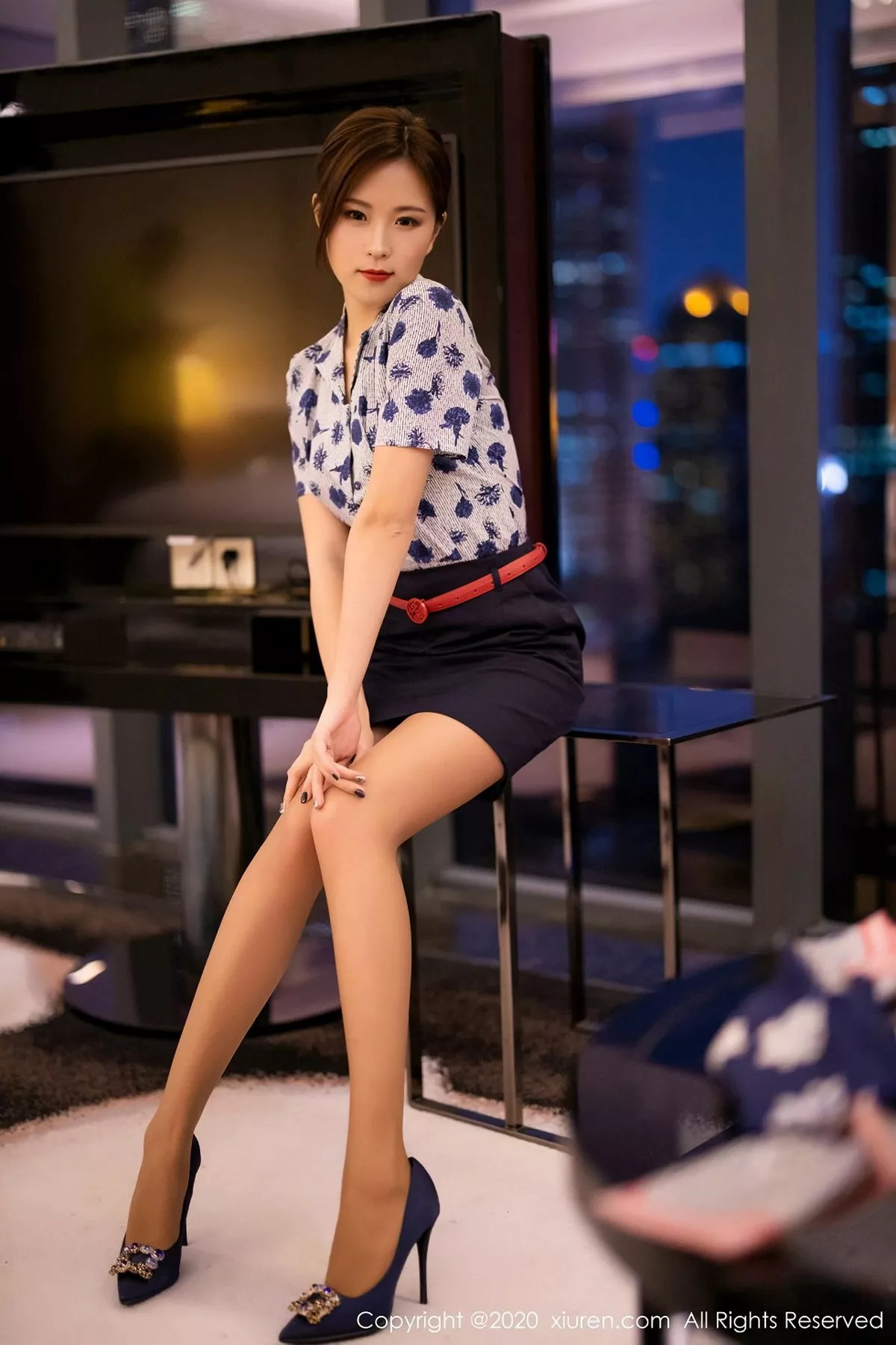 秀人集.com_[XiaoYu画语界]Vol.407_嫩模杨紫嫣Cynthia空乘制服主题性感内衣配黑丝裤袜诱惑写真82P